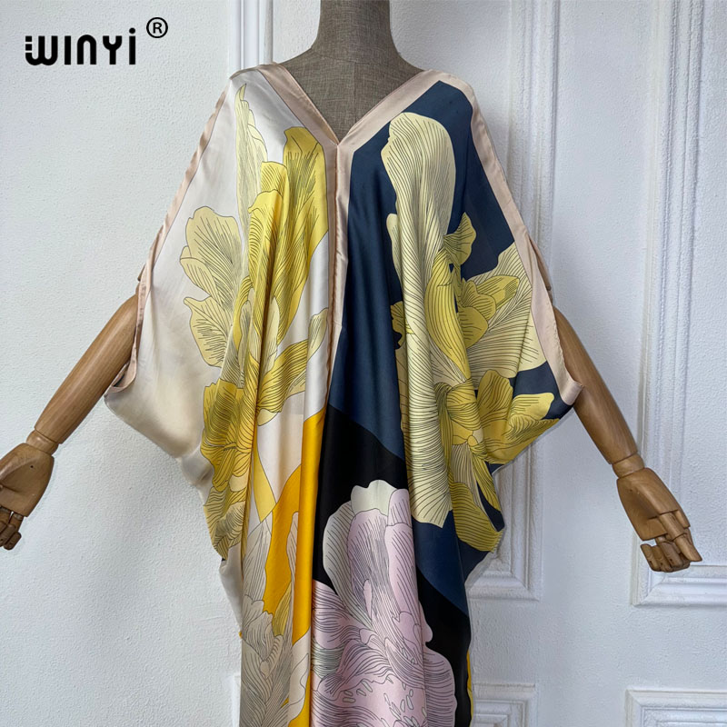 WINYI Summer african V-neck dr - đánh giá và giá Robe Silk Women