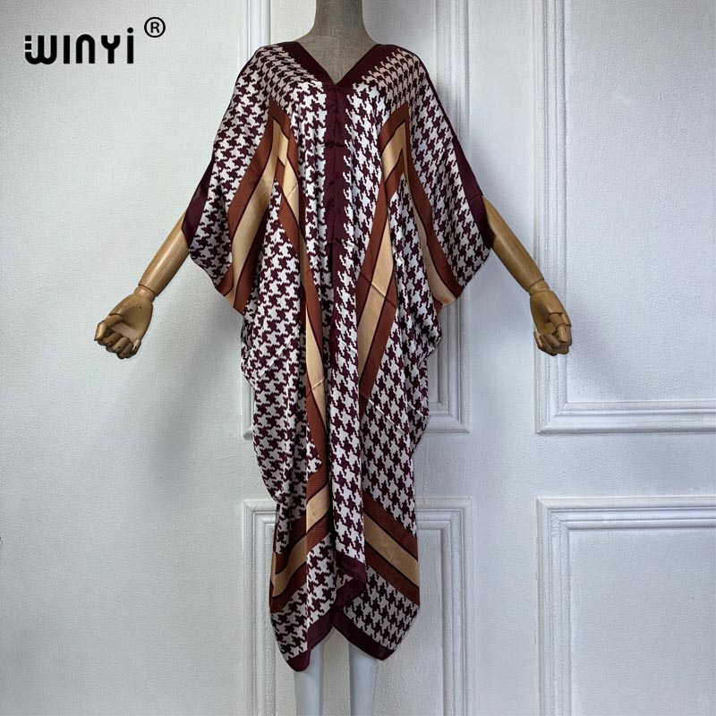 WINYI Summer african V-neck dr - đánh giá và giá Robe Silk Women