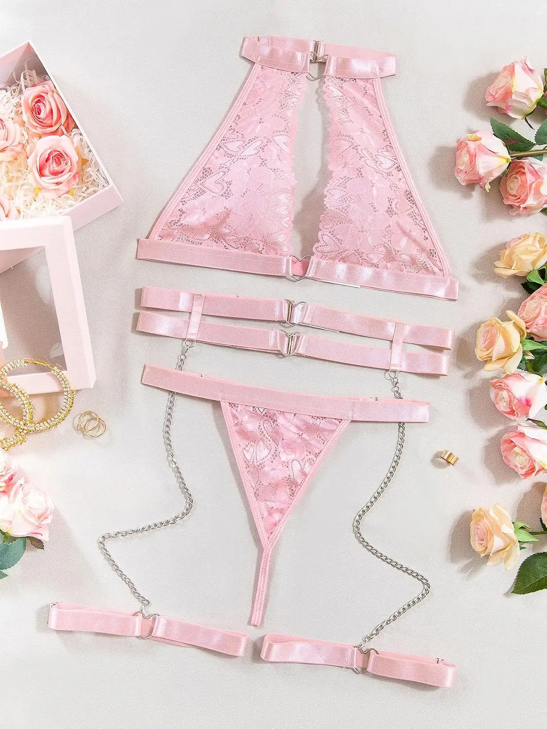 Foxiny Sexy Halter Heart Ring  - đánh giá và giá Garter Belt Set